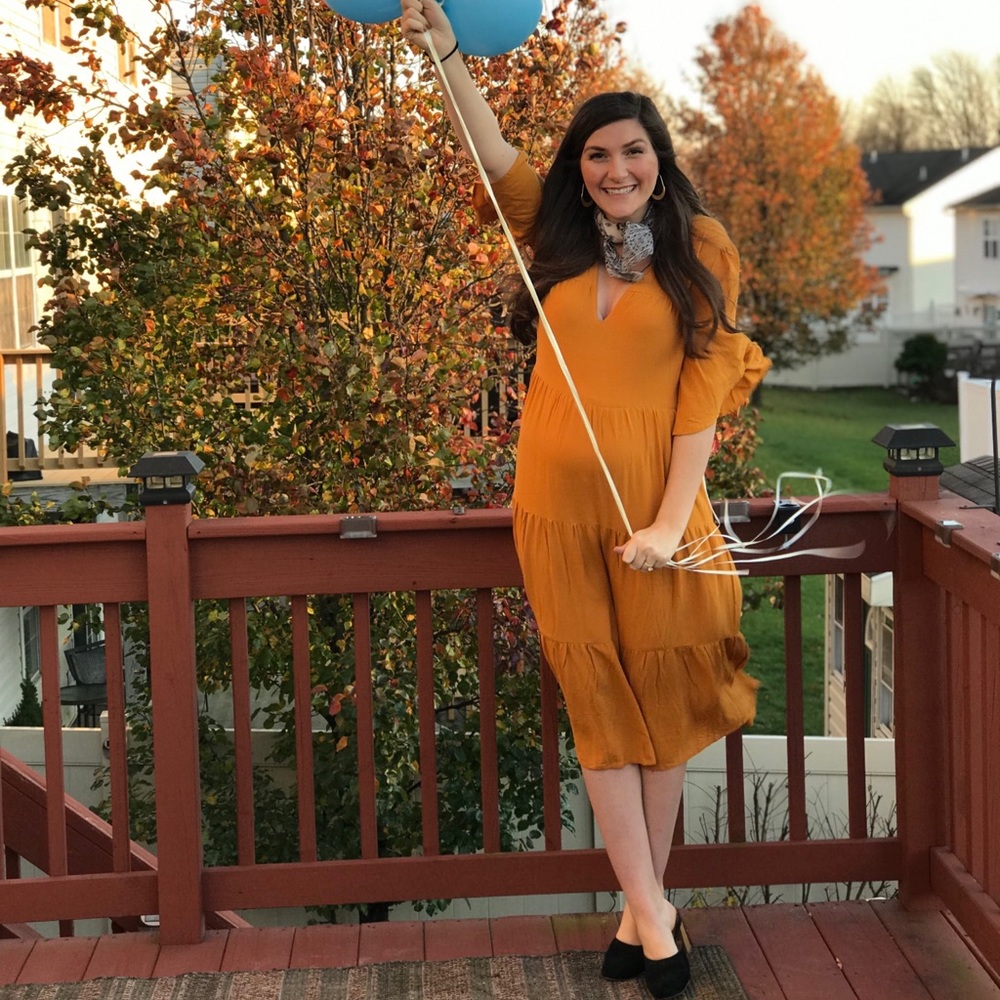 Anthropologie Mustard Yellow Gold Midi Dress